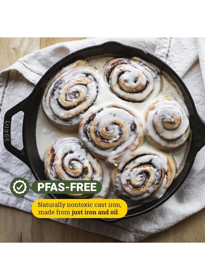 Lodge مقلاة حديد زهر مسبقة التتبيل بحجم 10.25 بوصة - مقبض على شكل دمعة مميز - للاستخدام في الفرن، على الموقد، على الشواية، أو فوق نار المخيم، باللون الأسود - Image 3